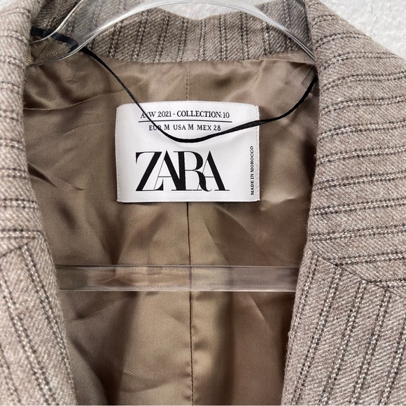Zara Pinstripe Wool Blend Blazer & Pants Set Limited Edition Size Medium - Picture 4 of 8
